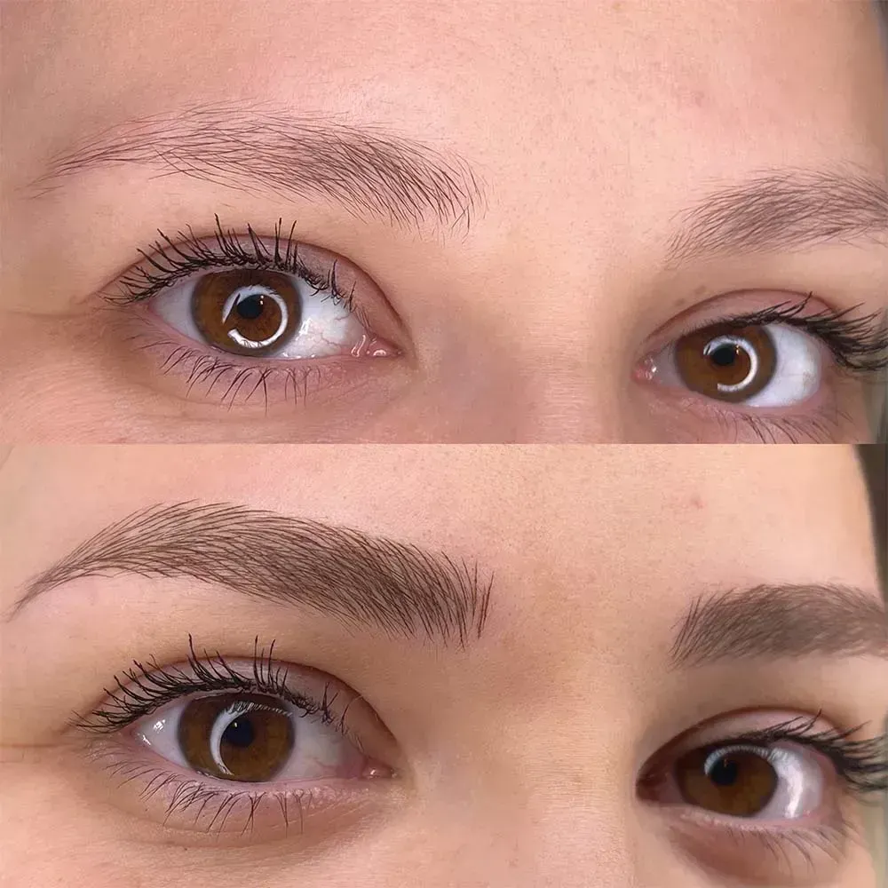 Före och efter PMU hos Beauty by Betty